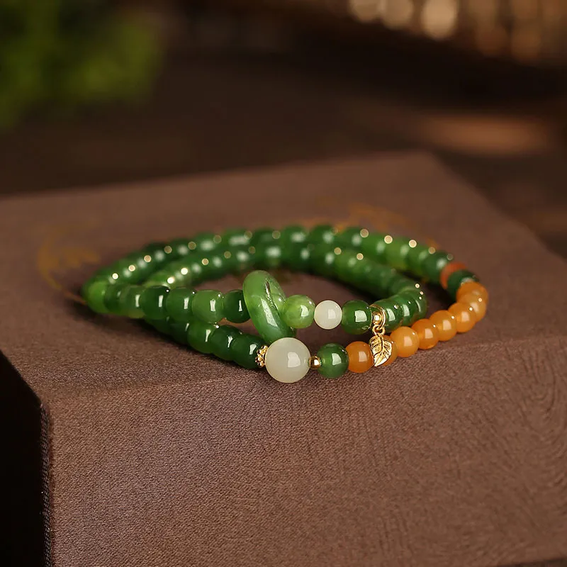 Princess Cui Hetian Jade Bracelets Pale Greenish White Jade Women's-1