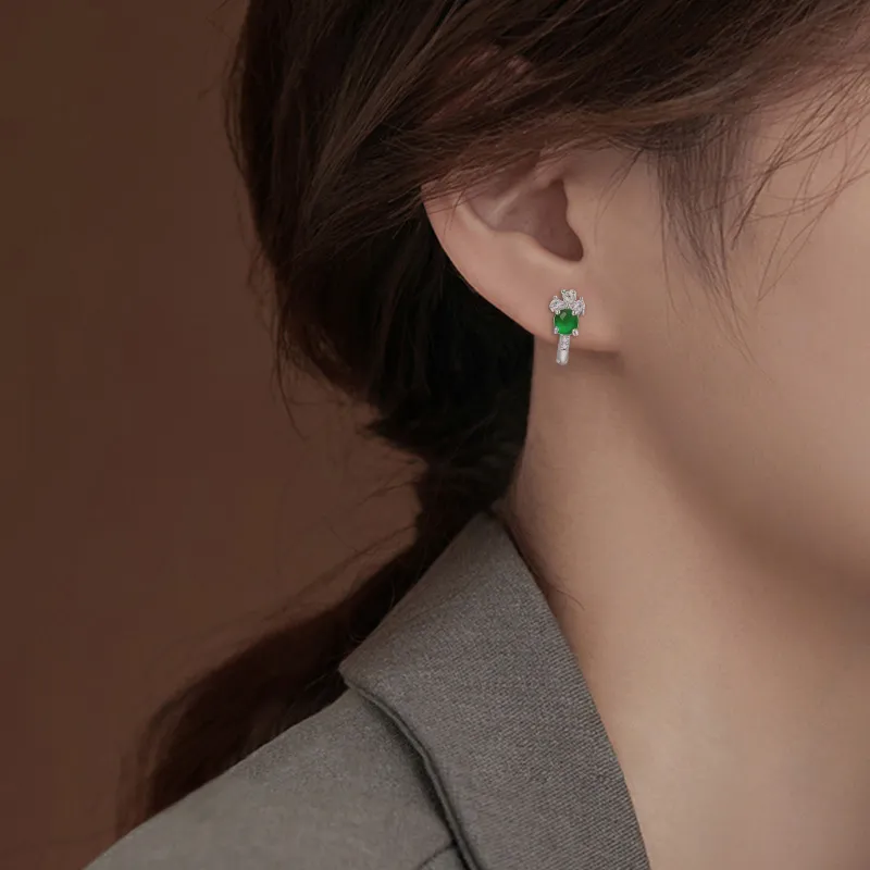Princess Cui Ice Glutinous Jadeite Stud Earrings Women's-1