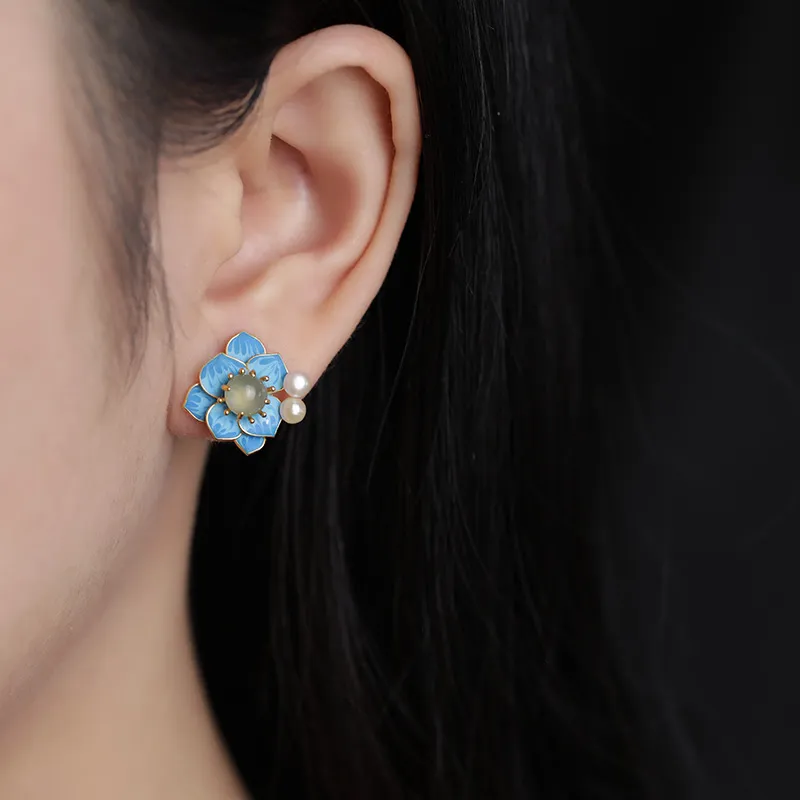 Princess Cui Ice Type Jadeite Stud Earrings Women's-4