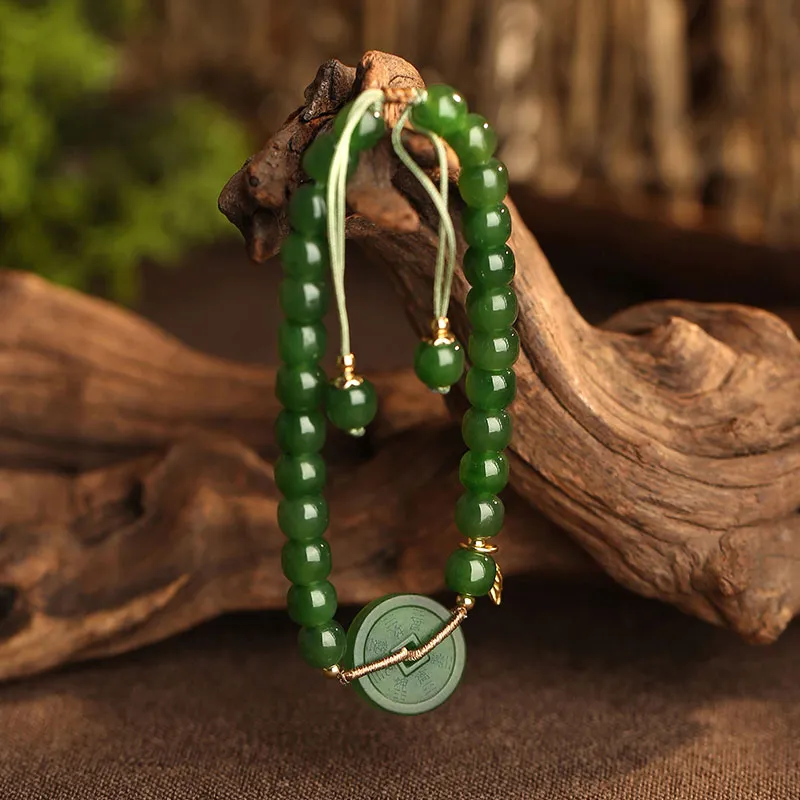 Princess Cui Hetian Jade Bracelets Green Jade Unisex-1