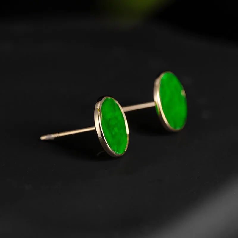 Princess Cui Ice Glutinous Jadeite Stud Earrings Women's-3