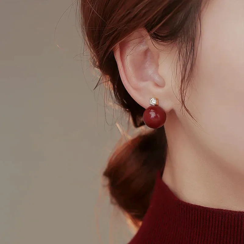 Princess Cui Cinnabar Stud Earrings Women's-4