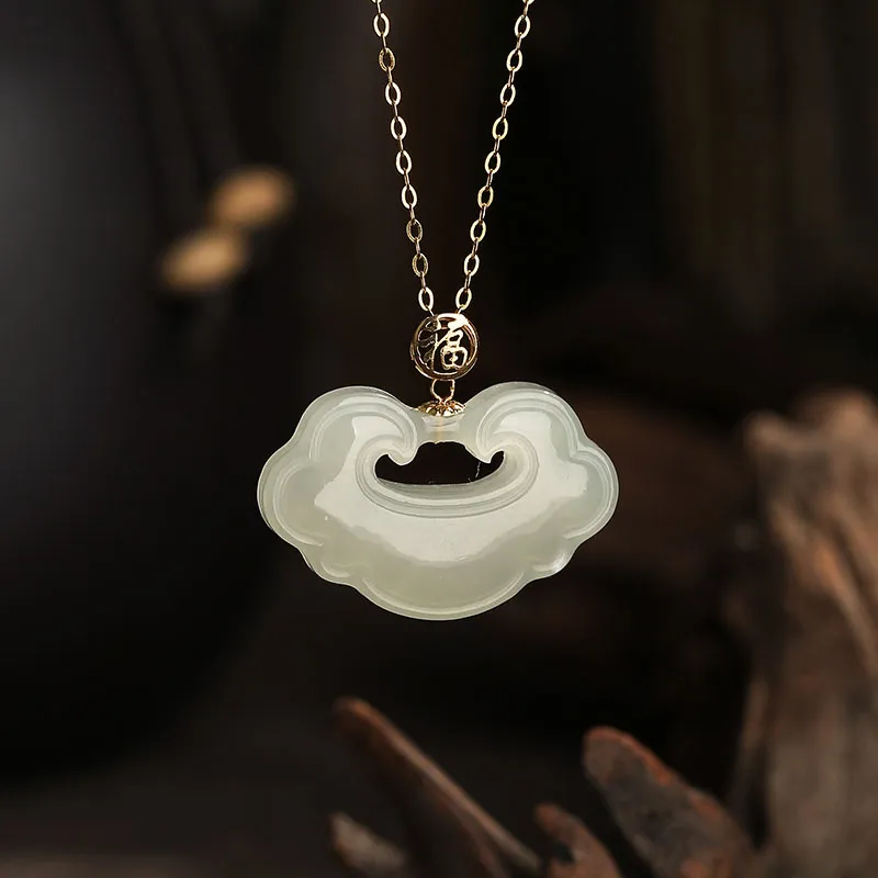 Princess Cui Hetian Jade Necklaces Pale Greenish White Jade Women's-2