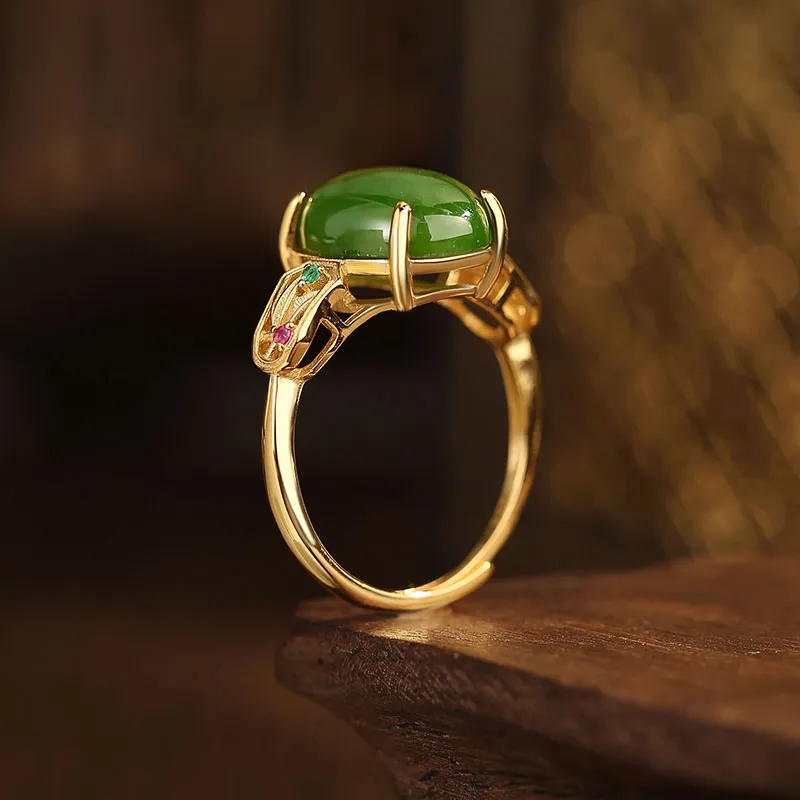 Princess Cui Hetian Jade Rings Jasper Women's-3
