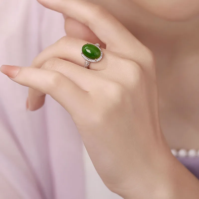 Princess Cui Hetian Jade Rings Jasper Women's-4