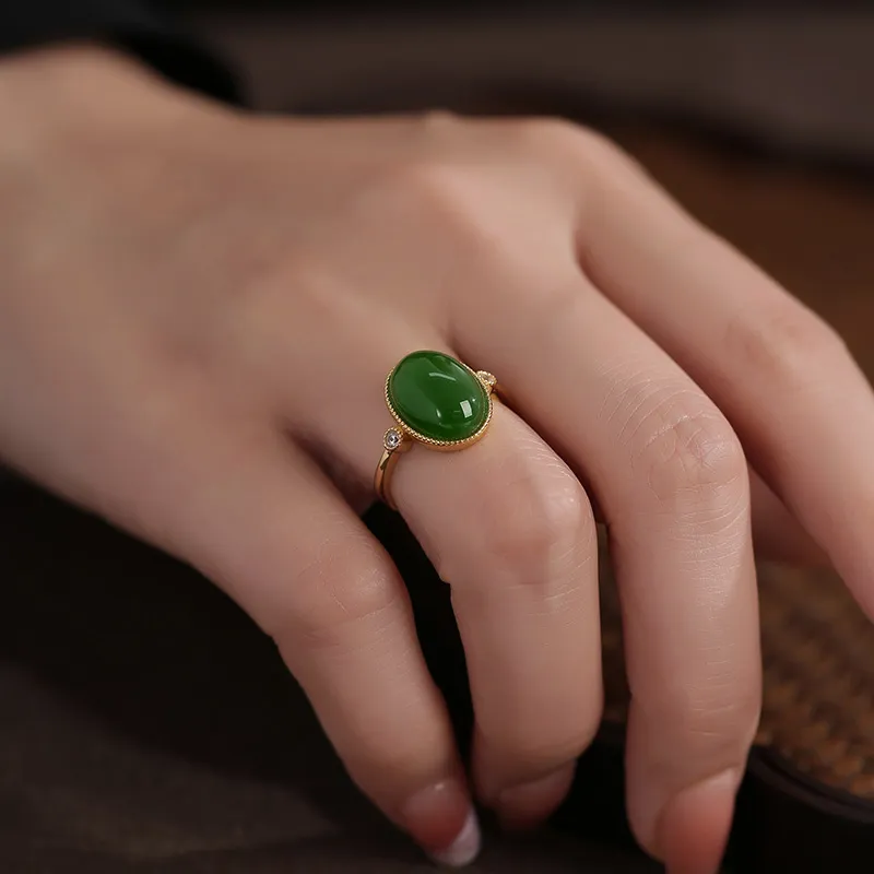 Princess Cui Hetian Jade Rings Jasper Women's-2