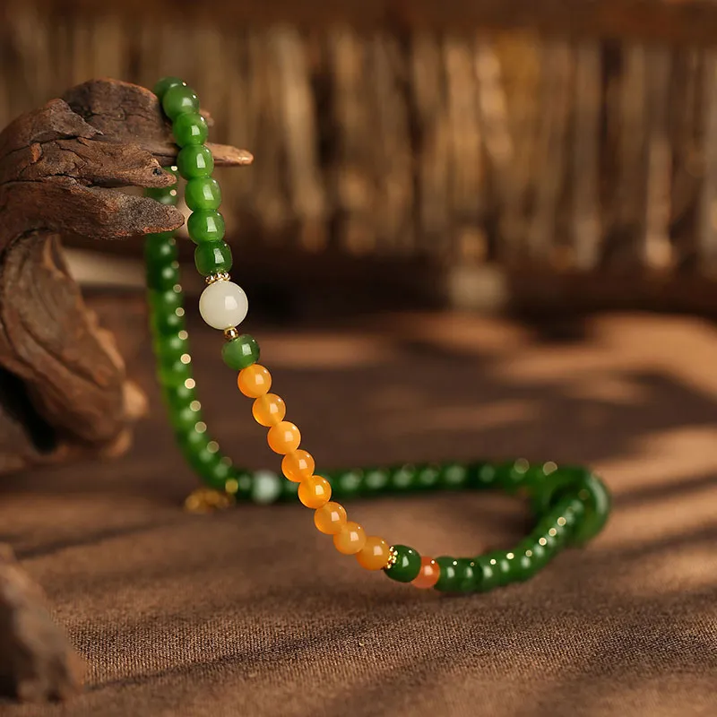 Princess Cui Hetian Jade Bracelets Pale Greenish White Jade Women's-2