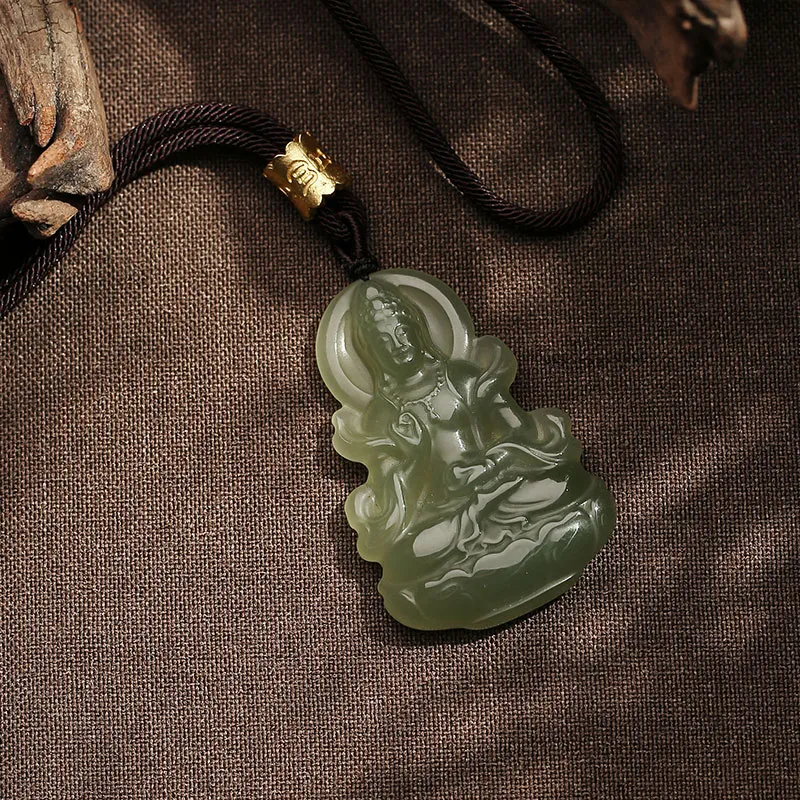 Princess Cui Hetian Jade Necklaces Green Jade Unisex-3