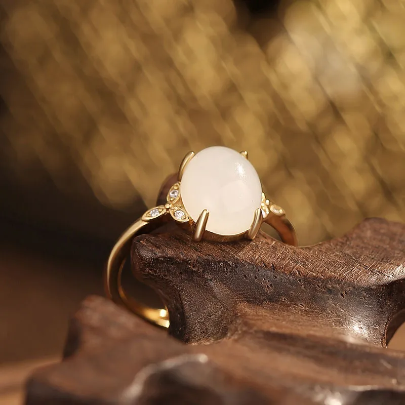 Princess Cui Hetian Jade Rings White Jade Women's-2