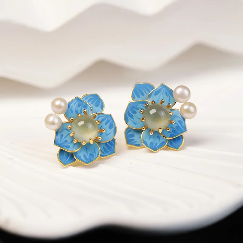 Princess Cui Ice Type Jadeite Stud Earrings Women's-1