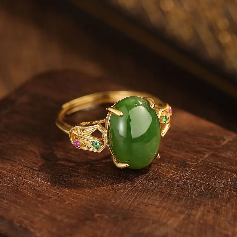 Princess Cui Hetian Jade Rings Jasper Women's-1