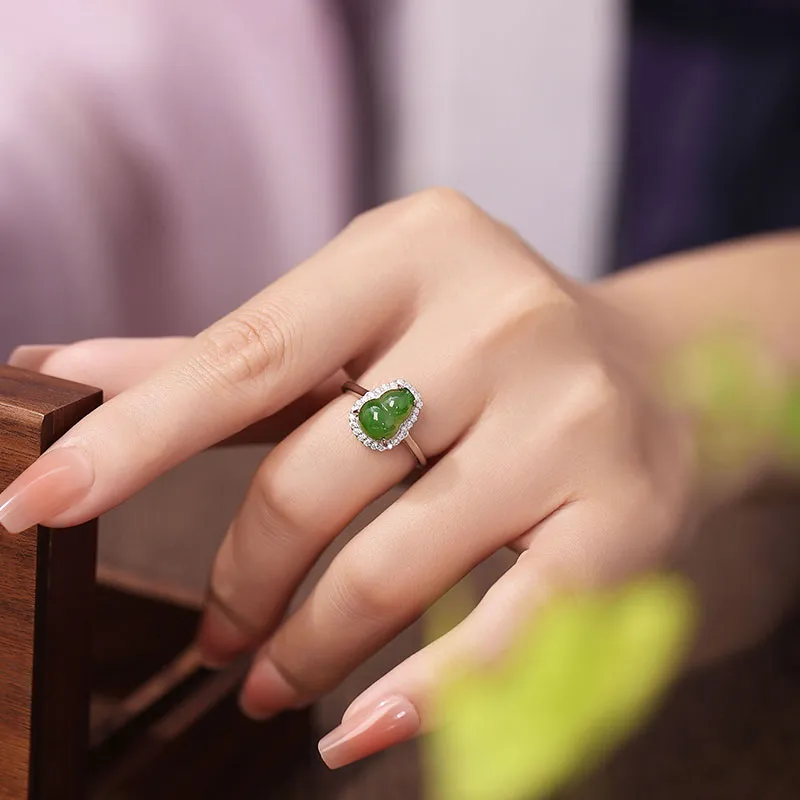 Princess Cui Hetian Jade Rings Jasper Women's-4