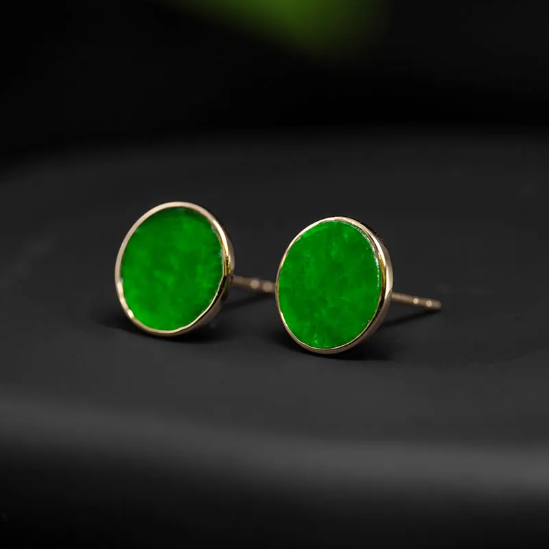 Princess Cui Ice Glutinous Jadeite Stud Earrings Women's-2