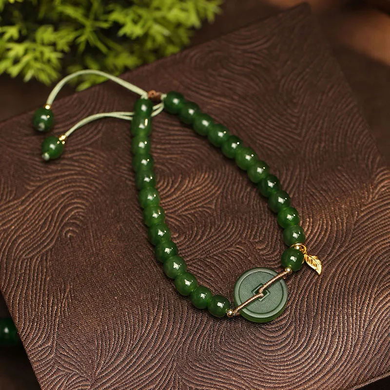 Princess Cui Hetian Jade Bracelets Green Jade Unisex-2