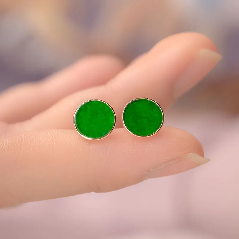 Princess Cui Ice Glutinous Jadeite Stud Earrings Women's-4
