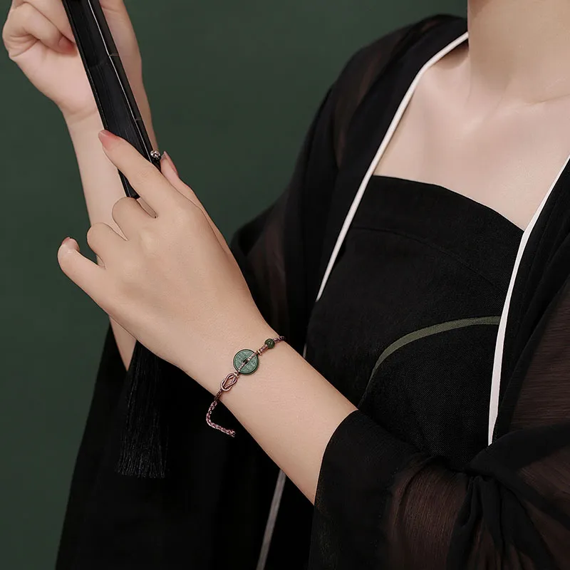 Princess Cui Hetian Jade Bracelets Green Jade Unisex-5