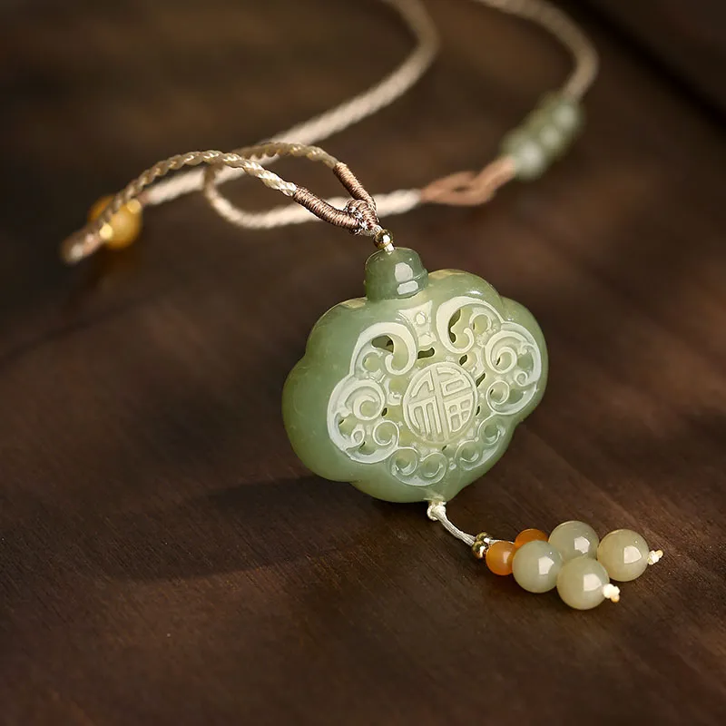 Princess Cui Hetian Jade Necklaces Pale Greenish White Jade Unisex-2