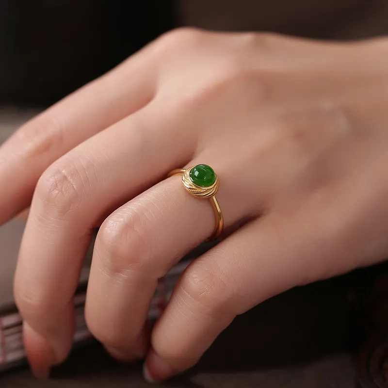 Princess Cui 925 Sterling Silver Hetian Jade Rings Women's Jasper-1
