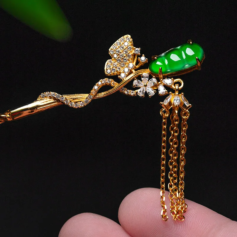 Princess Cui Ice Type Jadeite Hairpin Women's-4