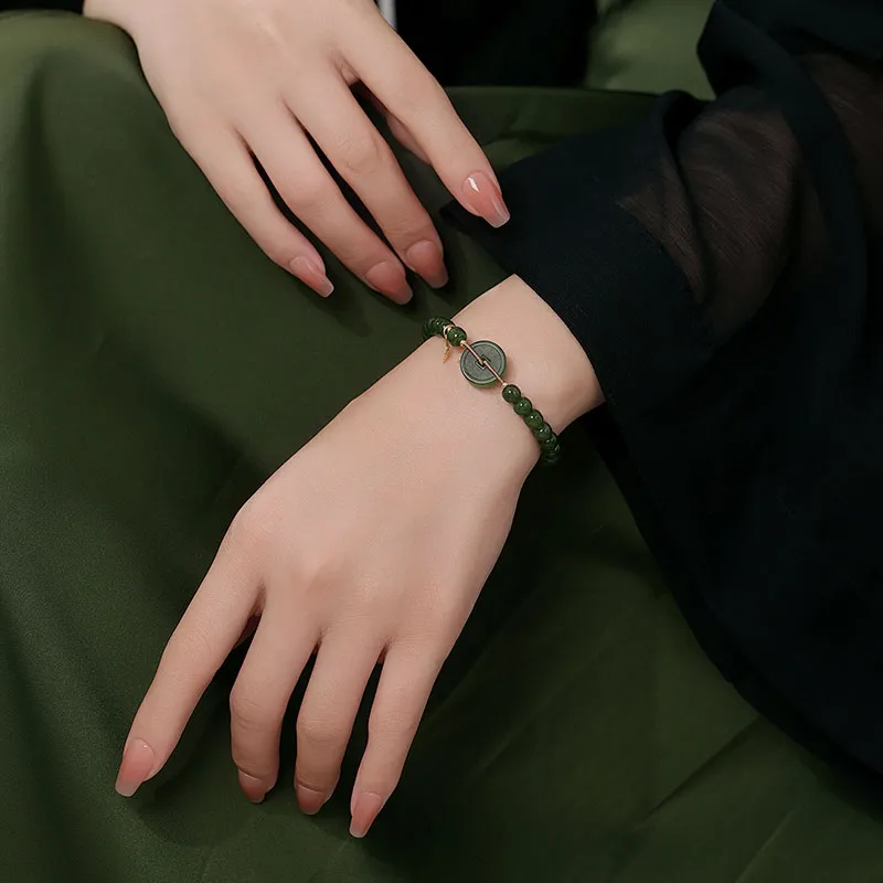 Princess Cui Hetian Jade Bracelets Green Jade Unisex-5