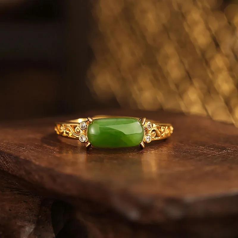 Princess Cui Hetian Jade Rings Jasper Unisex-2