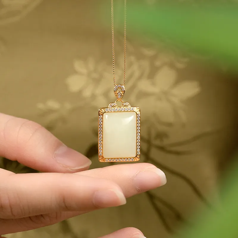 Princess Cui Hetian Jade Pendants Women's Pale Greenish White Jade-2