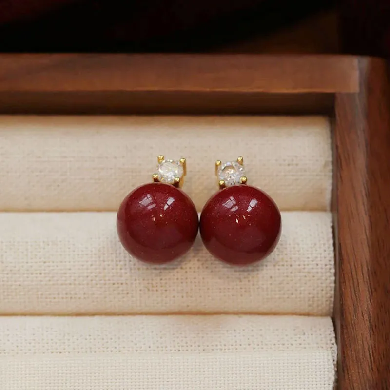 Princess Cui Cinnabar Stud Earrings Women's-1