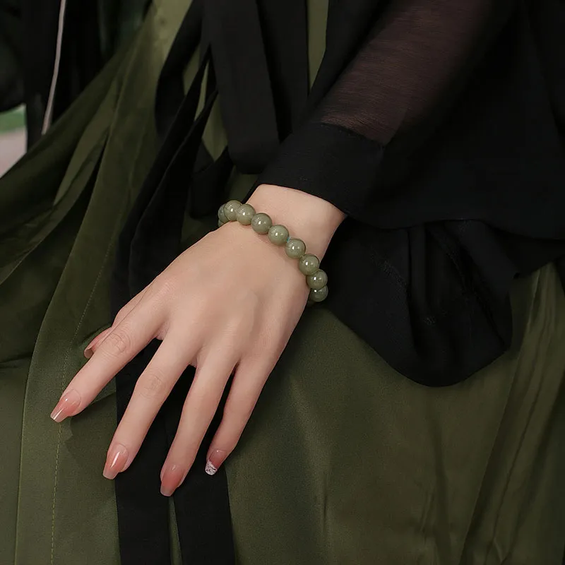 Princess Cui Hetian Jade Bracelets Pale Greenish White Jade Unisex-5
