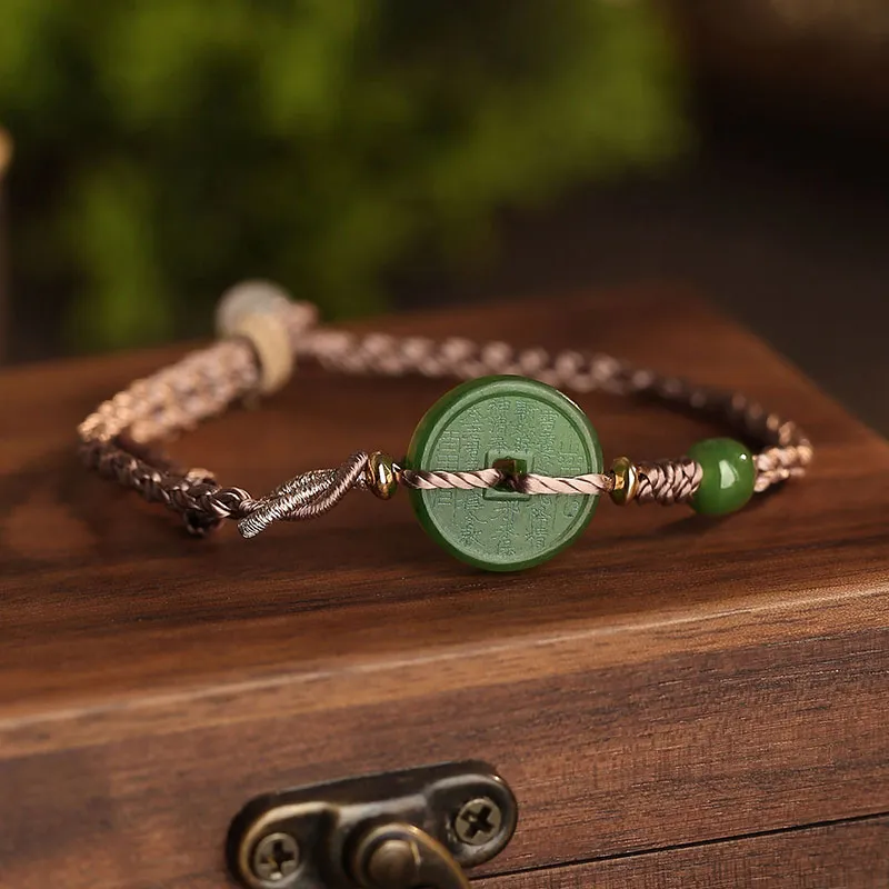 Princess Cui Hetian Jade Bracelets Green Jade Unisex-2