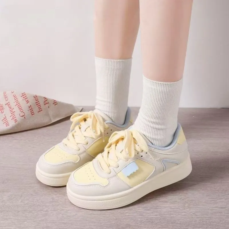 Puppytown Waterproof And Slip Resistant Low Top Skateboard Shoes Women's Yellow-4