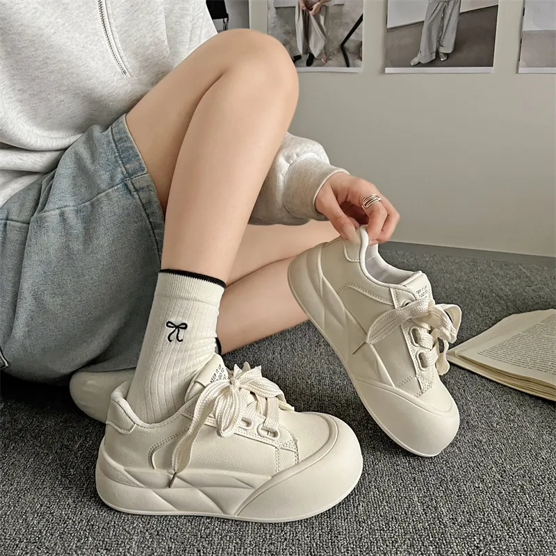 Puppytown Waterproof Slip Resistant Cushioning Low Top Skateboard Shoes Women's Ecru-7