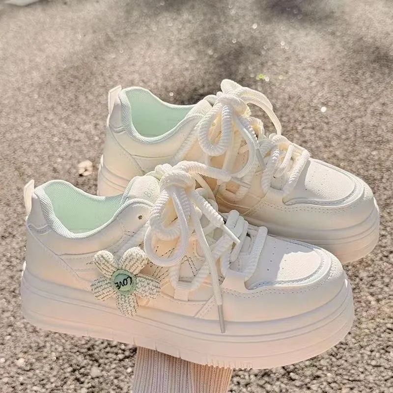 Puppytown Waterproof And Breathable Slip Resistant Low Top Skateboard Shoes Women's White Green-1