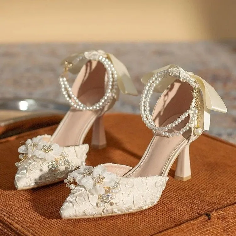 Puppytown Slim Heel High Heels Women's Beige-3
