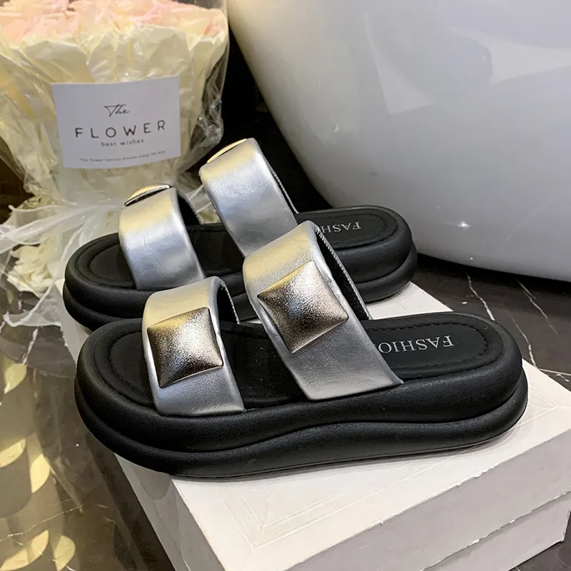Puppytown Rubber Sole Metal Slip Resistant Abrasion Resistant Slide Slippers Women's-3