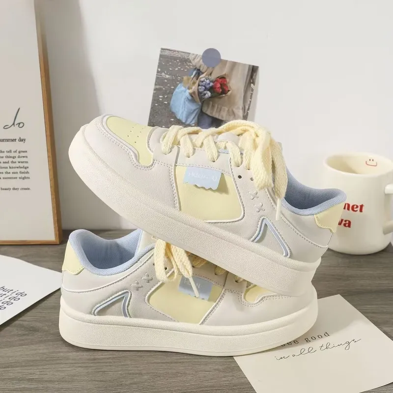 Puppytown Waterproof And Slip Resistant Low Top Skateboard Shoes Women's Yellow-2