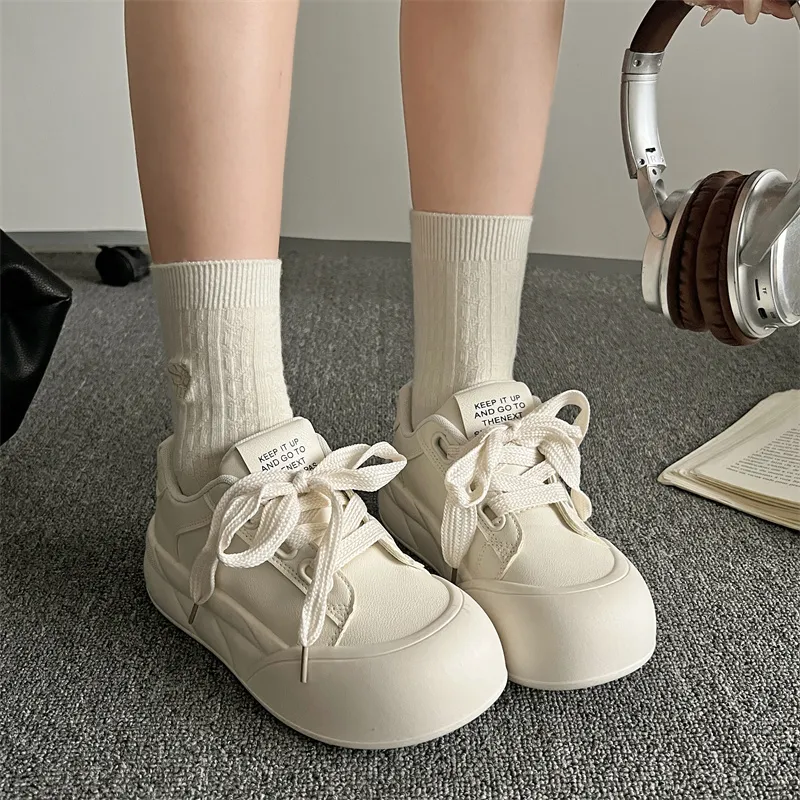 Puppytown Waterproof Slip Resistant Cushioning Low Top Skateboard Shoes Women's Ecru-5