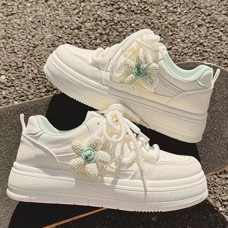 Puppytown Waterproof And Breathable Slip Resistant Low Top Skateboard Shoes Women's White Green-4