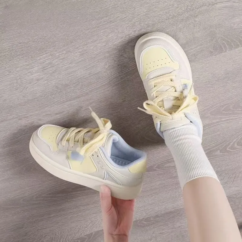 Puppytown Waterproof And Slip Resistant Low Top Skateboard Shoes Women's Yellow-5