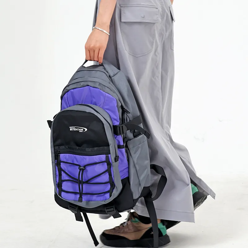 MYEDITION Students Backpack Fabric Black/Purple Unisex-19