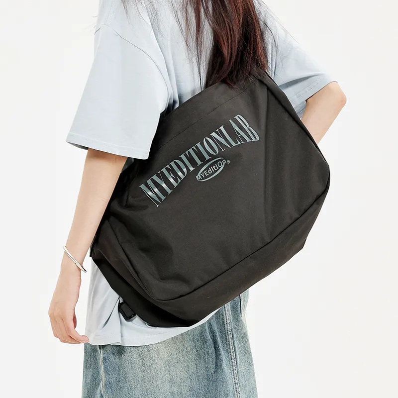 MYEDITION Polyester Messenger Bag Shoulder Bag Regular Unisex Black/Khaki/Gray-8