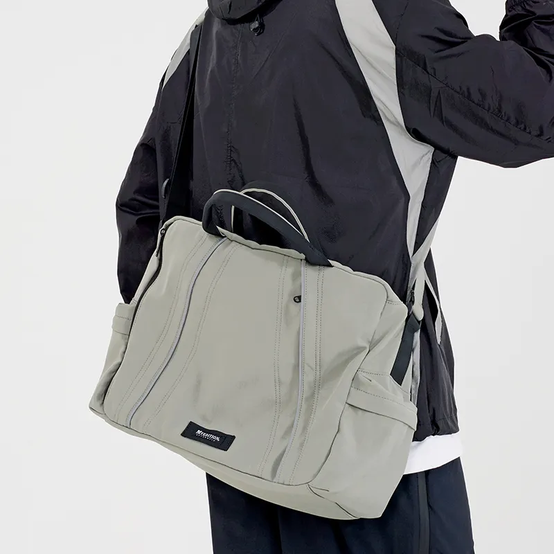 MYEDITION Shoulder Bag, Crossbody Bag, Handbag Tote Nylon Black/Gray Unisex-12