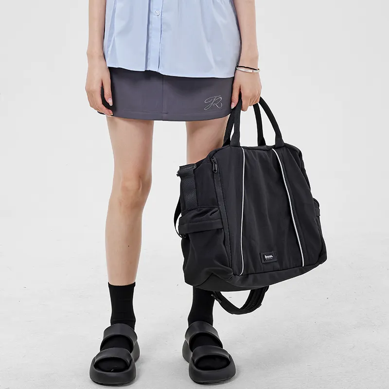 MYEDITION Shoulder Bag, Crossbody Bag, Handbag Tote Nylon Black/Gray Unisex-8