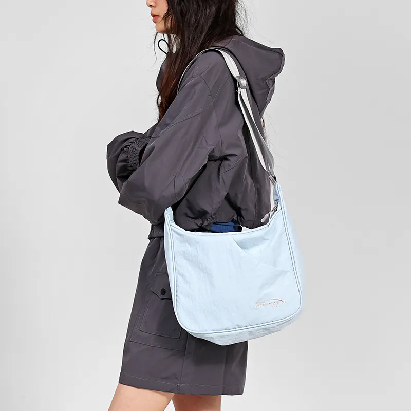 MYEDITION 6L Shoulder Bag, Crossbody Bag, Outdoor Bag Nylon Black/Brick Red/Light Blue Unisex-19