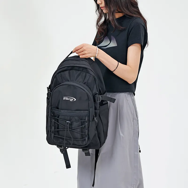 MYEDITION Students Backpack Fabric Black/Purple Unisex-5