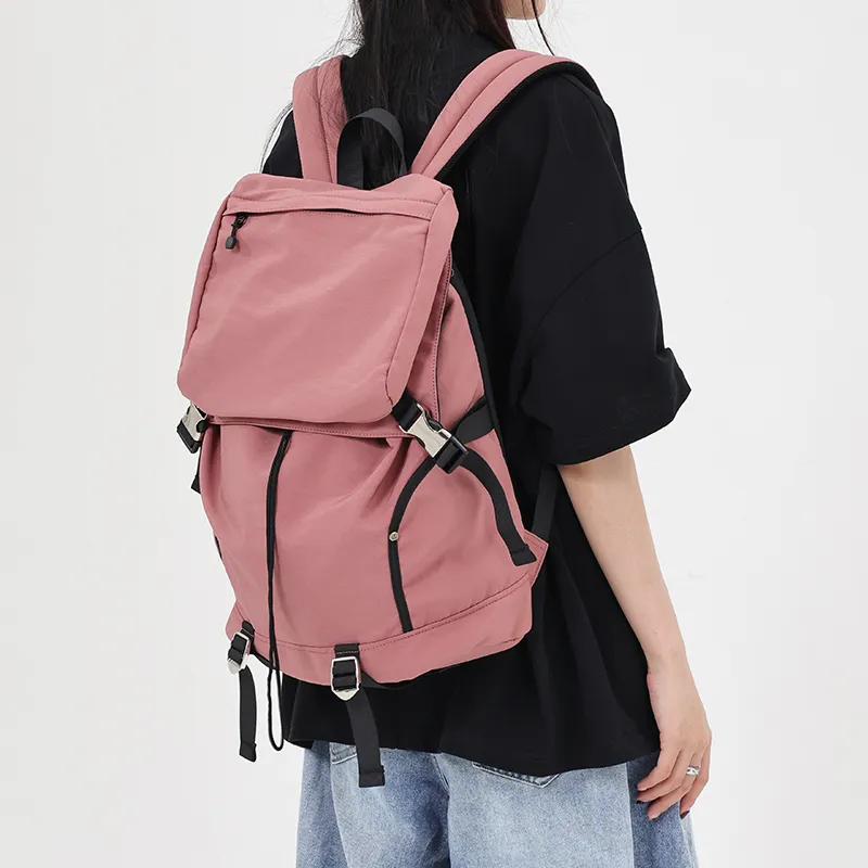 MYEDITION 19L Drawstring Bag Backpack Outdoor Bag Nylon Pastel Pink Unisex-8
