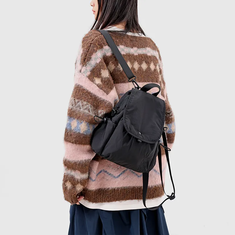MYEDITION Fabric One Shoulder Crossbody Backpack Regular Unisex Khaki/Blue Gray/Black/Purple-4