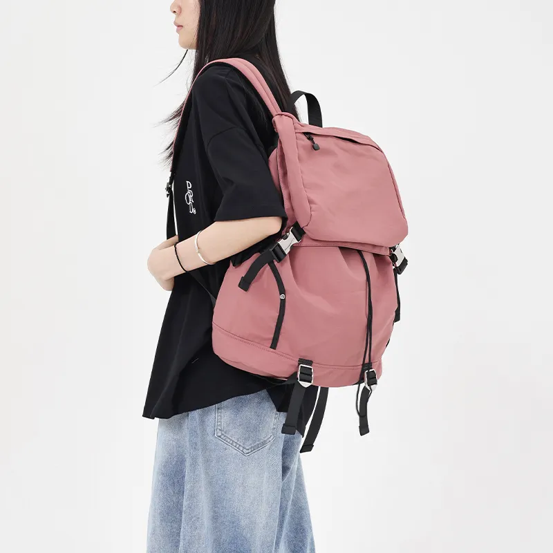 MYEDITION 19L Drawstring Bag Backpack Outdoor Bag Nylon Pastel Pink Unisex-6