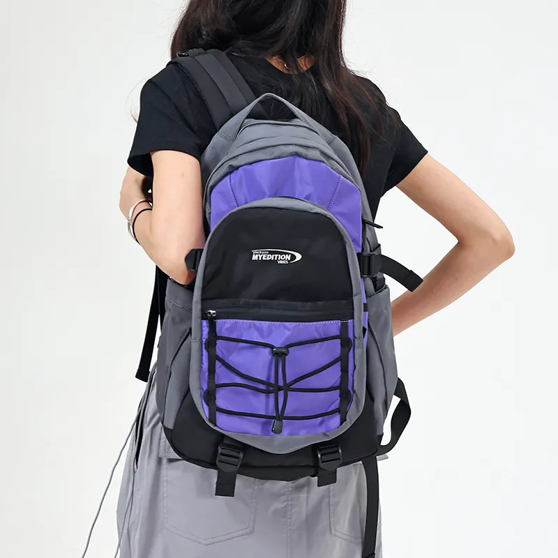 MYEDITION Students Backpack Fabric Black/Purple Unisex-15