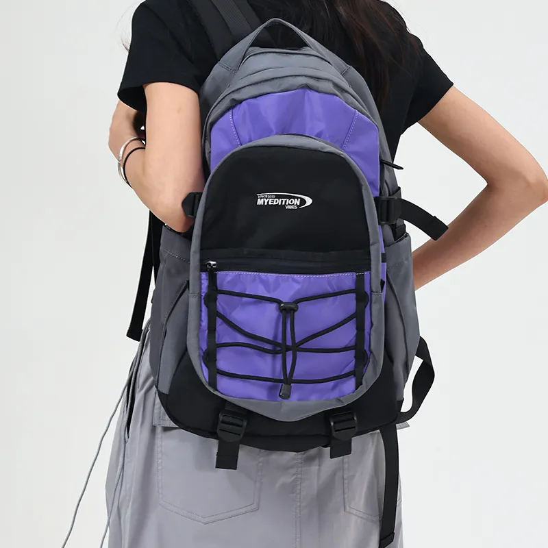 MYEDITION Students Backpack Fabric Black/Purple Unisex-16