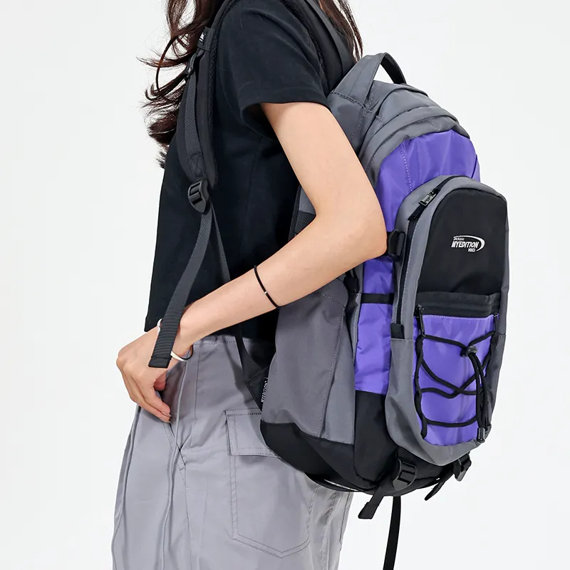 MYEDITION Students Backpack Fabric Black/Purple Unisex-17